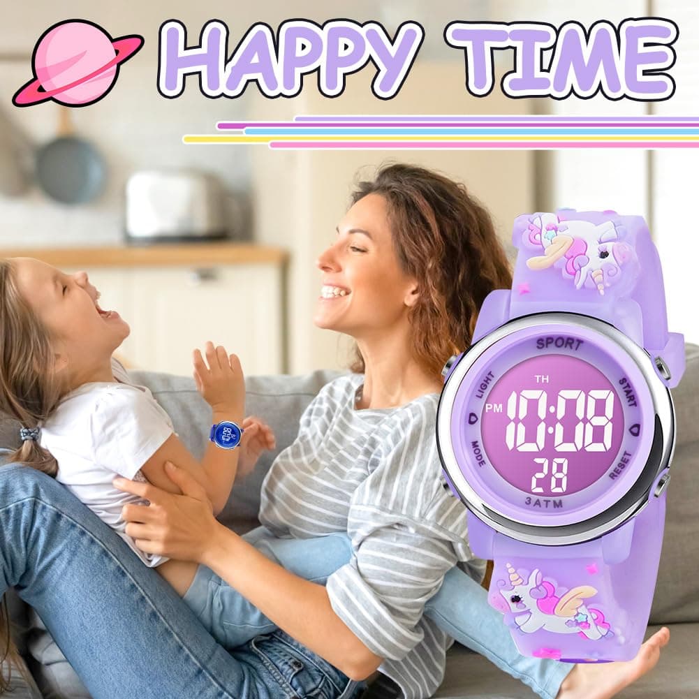 Vicloon Reloj Digital para Niños Niña, Luz Intermitente LED de 7 Colores Reloj de Pulsera Niña Multifunción, Reloj Unicornio Niña, Relojes Niñas Niños Digital para Niños de 3 a 12 años — view 7