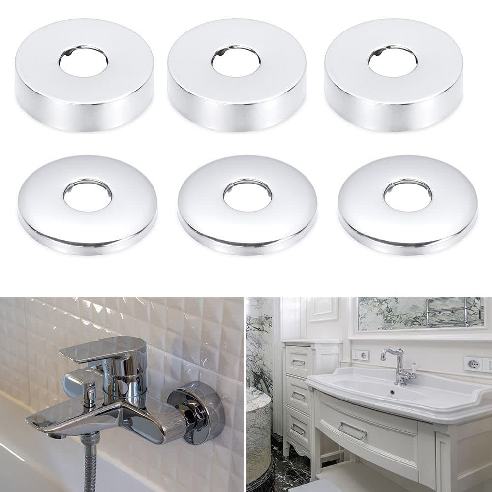 2 rosetas de 25 mm de diámetro (3/4") para grifo de ducha, roseta de acero inoxidable, tapa de tubo, rosetas para grifos de ducha, grifos, tubo de calefacción (plata, 60 x 25) — view 4
