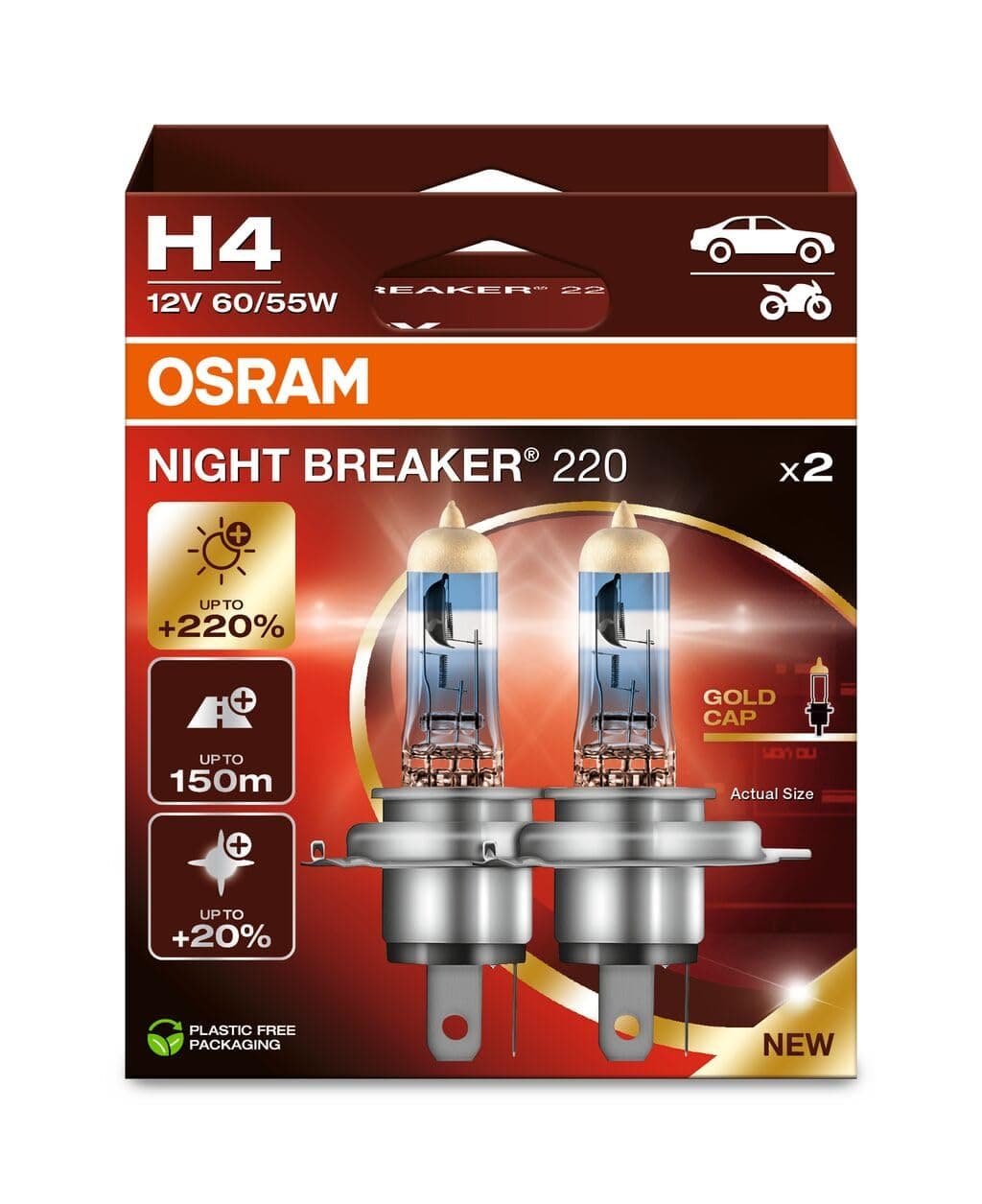 OSRAM NIGHT BREAKER 220, H4, +220% more brightness, halogen headlight lamp, 64193NB220, Folding Box (1 lamp) — view 9