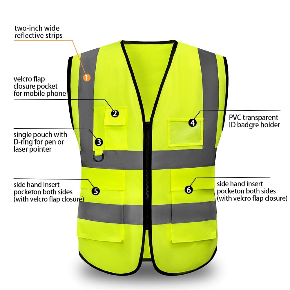Hi Vis Vests for Women Men High Visibility Reflective Safety Vests Breathable With Pocket Zipper for Build Oudoor Work Meet ANSI/ISEA Standard — view 3