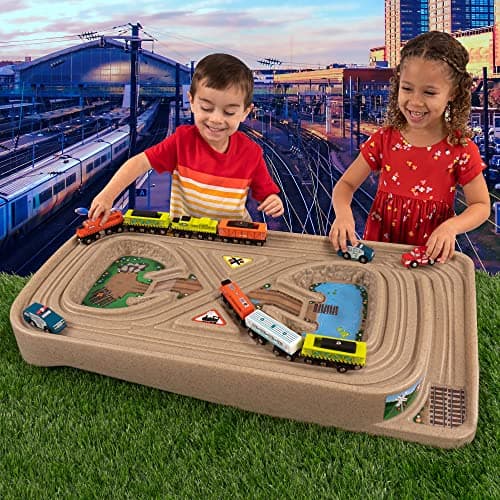 Simplay3 Portable Carry and Go Kids Race Track Toy Car Train Table, 2-Sided No Assembly for Children 3 4 5 6 7 Years Old Boys Girls, Made in USA — view 5