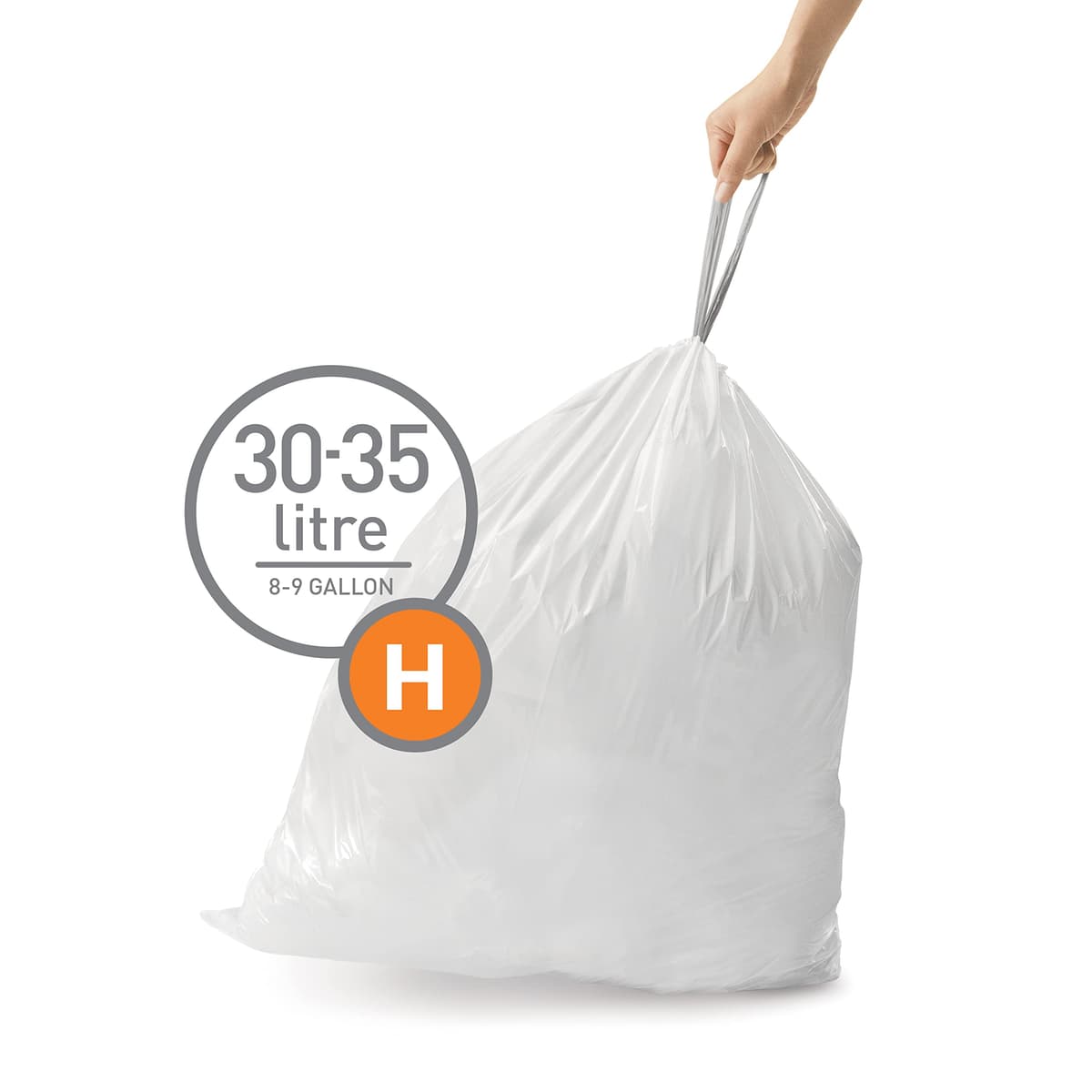 simplehuman CW0258 3 x paquete de 20 bolsas de basura a medida (60 bolsas), código H, plástico blanco — view 2
