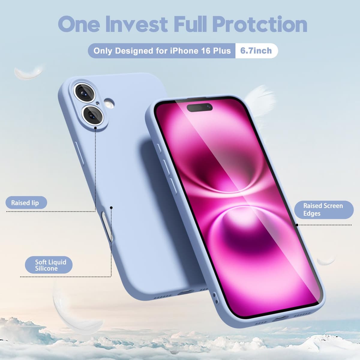 oakxco for iPhone 17 Pro Max Phone Case Liquid Silicone, Cute Thin Slim Grip Soft Rubber Gel for Women Men, Smooth Matte TPU Plain Solid Color Girly Simple Case with Camera Cover, Light Pink — view 1963
