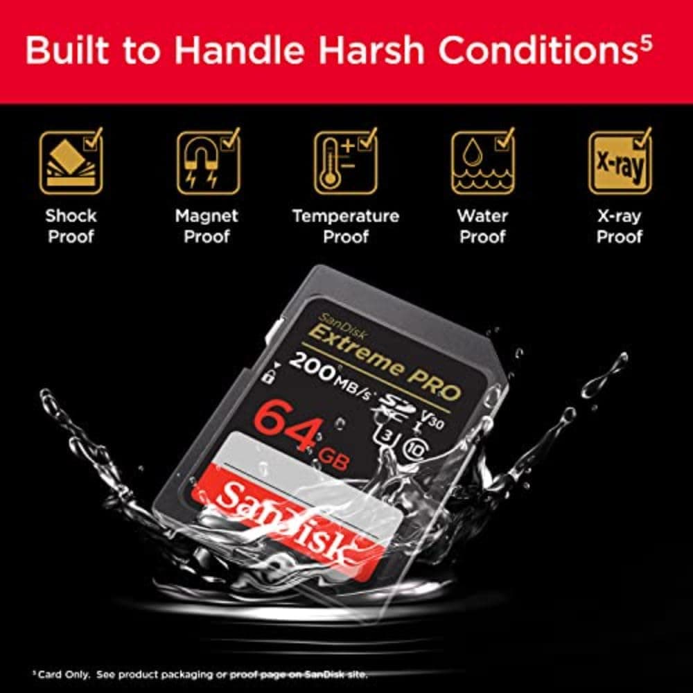 SanDisk 64GB Extreme PRO SDXC card, SD Card, V30 Memory Card, 4K UHD, up to 200 MB/s, SanDisk QuickFlow Technology, RescuePro Deluxe Data Recovery Software, UHS-I, Class 10, U3, V30 — view 5