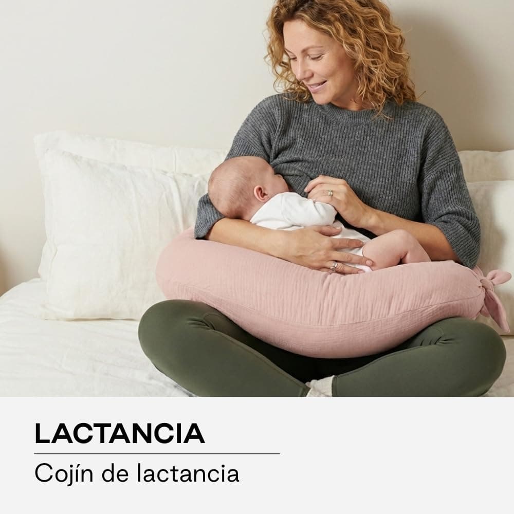 Jané Cojín de Lactancia XXL y Embarazo, Almohada para Dormir y Descanso, Funda 100% Algodón Muselina, Rosa — view 3