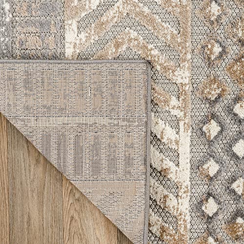 Rugshop Distressed Geometric Indoor/Outdoor Beige Area Rug Modern Tribal Stripe, Durable Stain Resistant Perfect for Patio, Backyard, Deck and Outdoor Lounge 10' x 14' — view 5