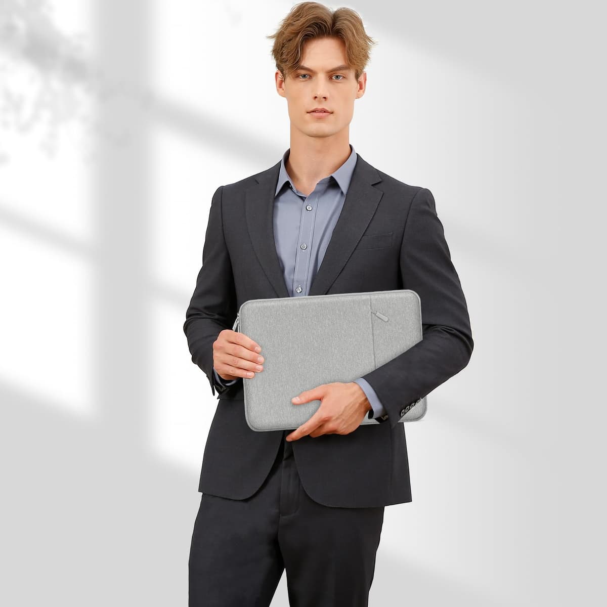 MOSISO Laptop Case 13.3 inch, 13-13.3 inch Laptop Sleeve Compatible with MacBook Air/Pro 13/Pro 14 M5 M4 M3 M2 M1, HP Dell ASUS Lenovo,Polyester Vertical Computer Sleeve Bag with Pocket, Gray — view 7