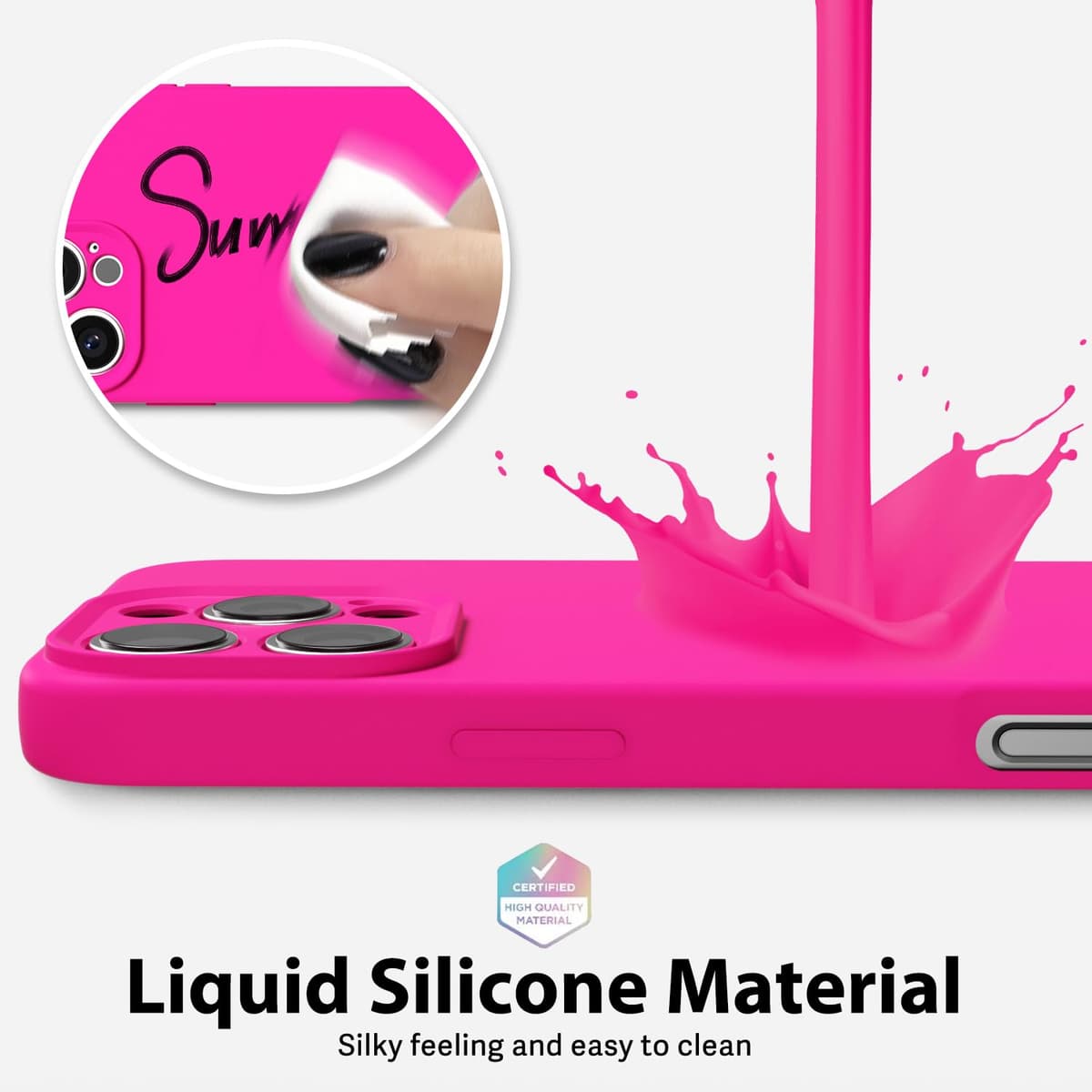 oakxco for iPhone 17 Pro Max Phone Case Liquid Silicone, Cute Thin Slim Grip Soft Rubber Gel for Women Men, Smooth Matte TPU Plain Solid Color Girly Simple Case with Camera Cover, Light Pink — view 716