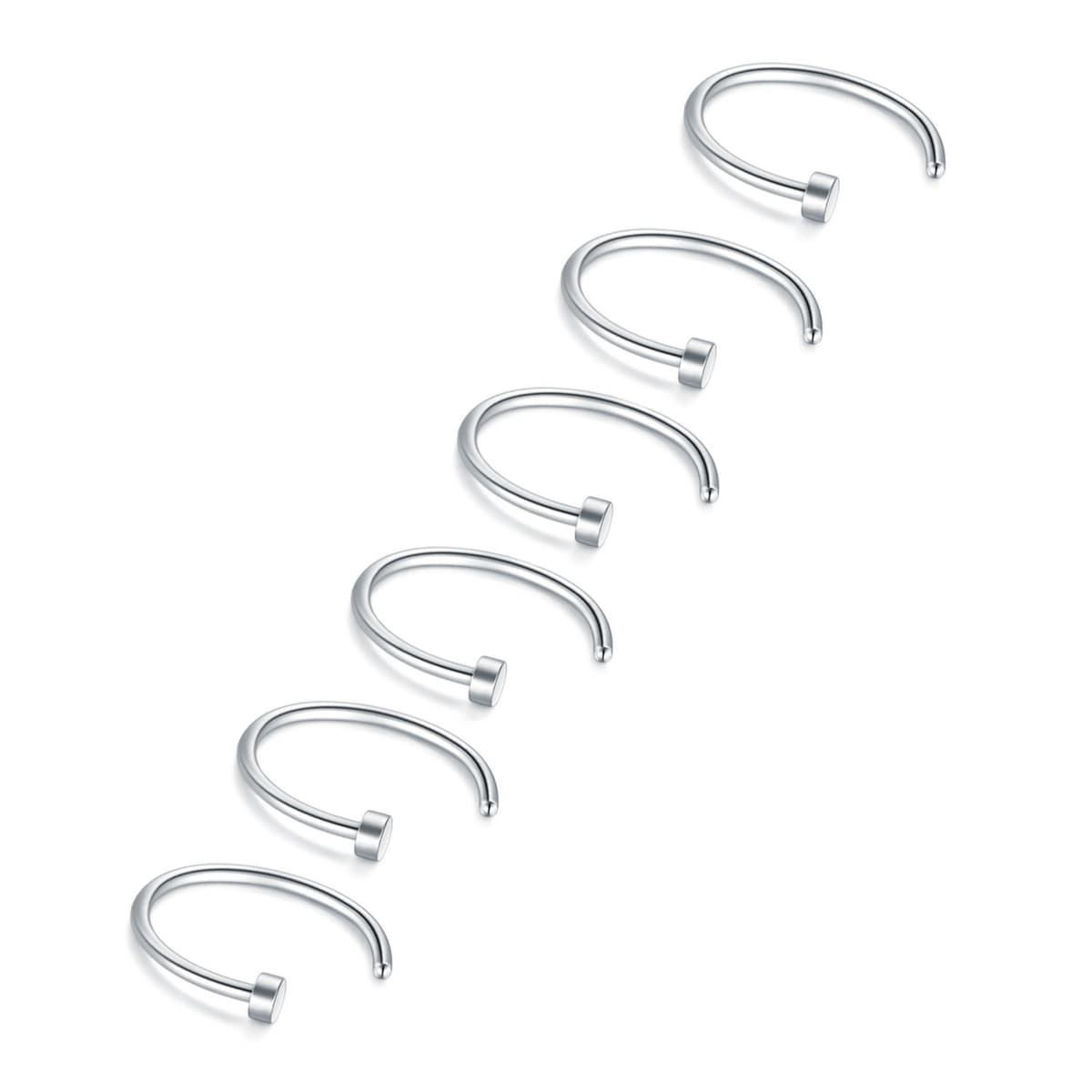 Briana Williams Fake Nariz Anillos Hoop-20G 18G 16G Nariz Aro Anillo 6mm/8mm/10mm/12mm Nariz Piercing Labio Septum Anillo Arete Faux Joyería Piercing del Cuerpo 6 Piezas — view 4