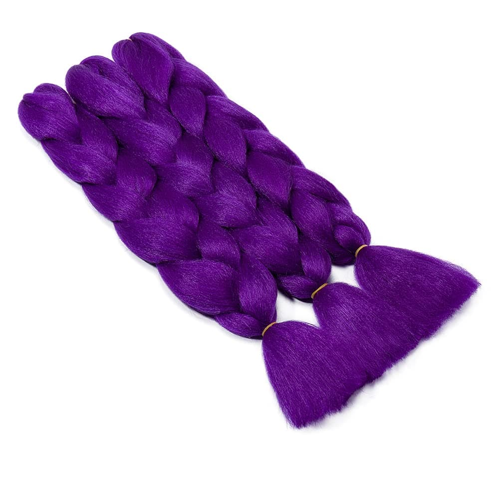 24" Braiding Hair Extension Jumbo Braids Synthetic 3bundles/pack Crochet Hair Afro Box Braid Heat Resistent (Dark Purple) — view 5