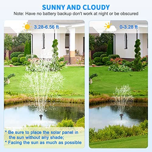Solar Pond Pump, 15W Solar Fountain Pump with 720L/H Flow & 4 Spray Styles, 5m Extendable Power Cord, Debris Barrier Bag for Outdoor Fountain, Ponds, Fish Tank, Waterfall, Garden Water Features — view 4