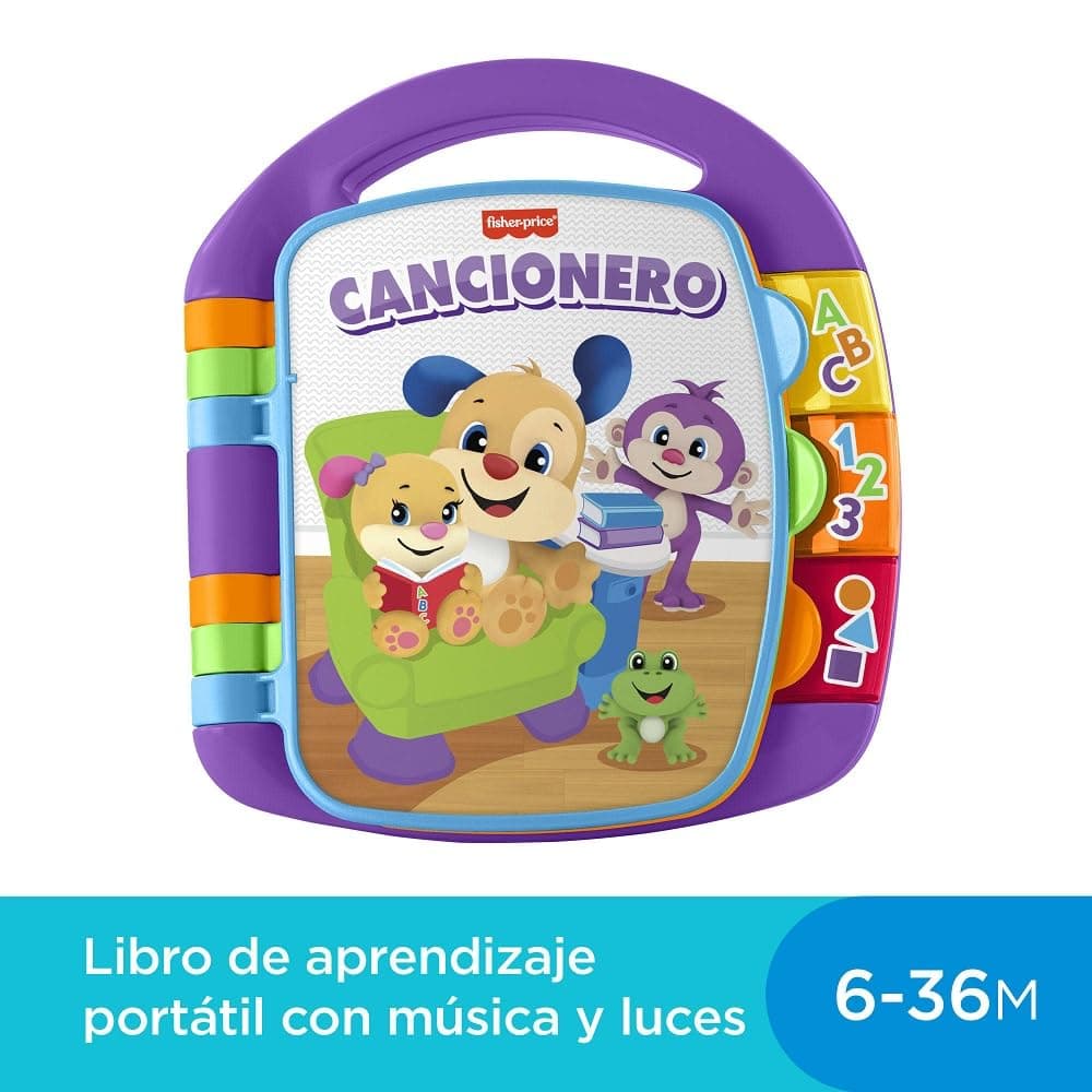 Fisher-Price Ríe y Aprende Libro Interactivo de Aprendizaje Cancionero, Juguete con Luces y Sonidos para bebé +6 Meses, versión español (FRC69) — view 2