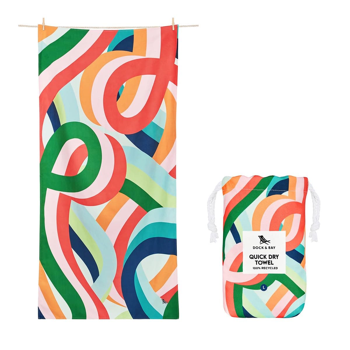 Dock & Bay Beach Towel - Quick Dry, Sand Free - Compact, Lightweight - 100% Recycled - Includes Bag - Cabana - Whitsunday Blue - Large (160x90cm, 63x35) — view 46