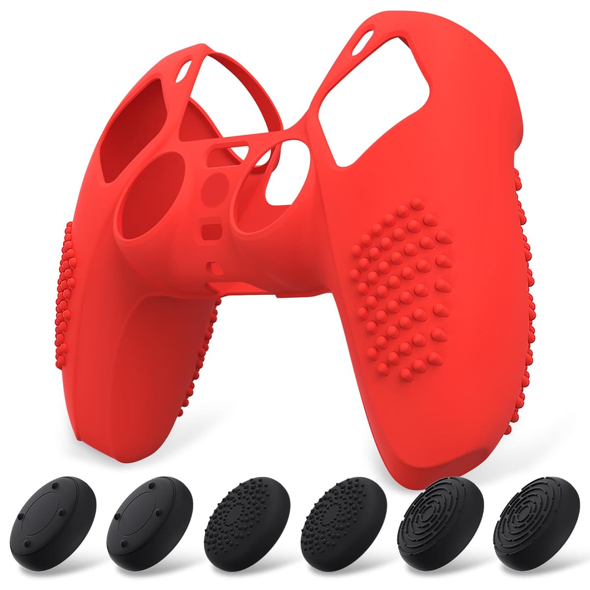 eXtremeRate PlayVital Funda de Silicona para ps5 Mando - Carcasa Protectora con 6 Tapas de Joysticks, Impermeable, Resistente y Antideslizante, Funda de Goma Suave, 3D Tachonado (Matcha Verde) — view 11