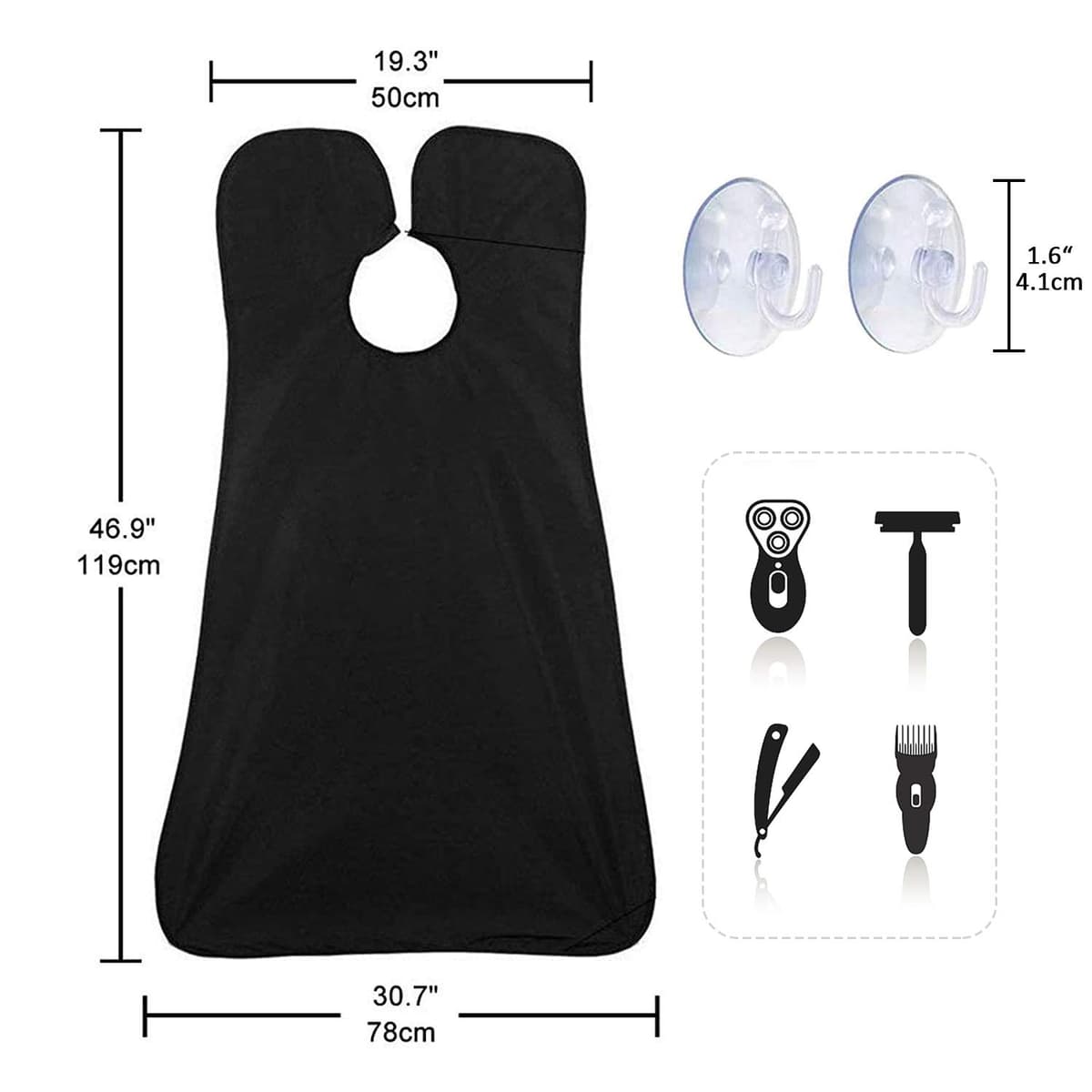 Delantal de Hombres Para Barba, Afeitado, Impermeable, No Pegajoso, Con 2 Ventosas, Regalos Para Hombres, — view 2