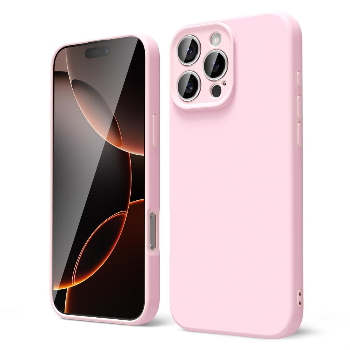 oakxco for iPhone 17 Pro Max Phone Case Liquid Silicone, Cute Thin Slim Grip Soft Rubber Gel for Women Men, Smooth Matte TPU Plain Solid Color Girly Simple Case with Camera Cover, Light Pink — view 290