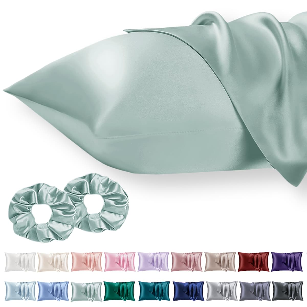 Vielit 2 Pack Satin Pillowcase for Hair and Skin Cooling,Soft as Silk Pillowcase for Hair and Skin,Easier Care than Silk Pillow Case Beige 50x75cm Gifts for Women Envelope & 2 Scrunchies — view 40