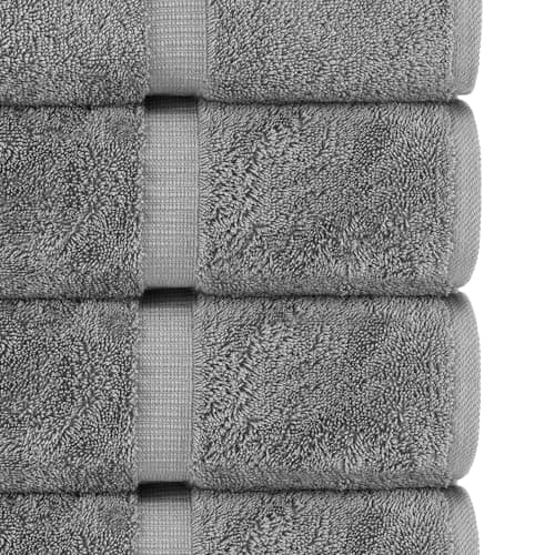 Chakir Turkish Linens 4 Piece Bath Towel Set, 100% Cotton Luxury Turkish Towels for Bathroom, Soft Absorbent Bath Towels, 27 x 54 Inches, Gray — view 3
