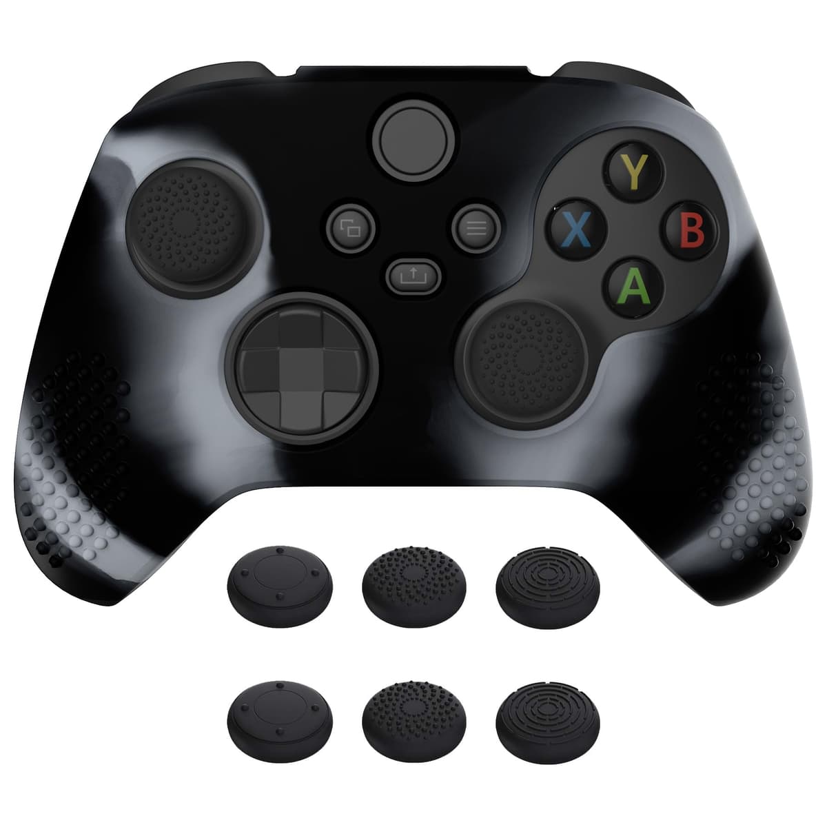 eXtremeRate PlayVital Funda de Silicona para Xbox Series X/S, Carcasa Antideslizante con 6 Thumb Grips, Protector Ergonómico, Accesorios para Xbox Series X/S - 3D Tachonado (Oscuro Gris Negro) — view 25