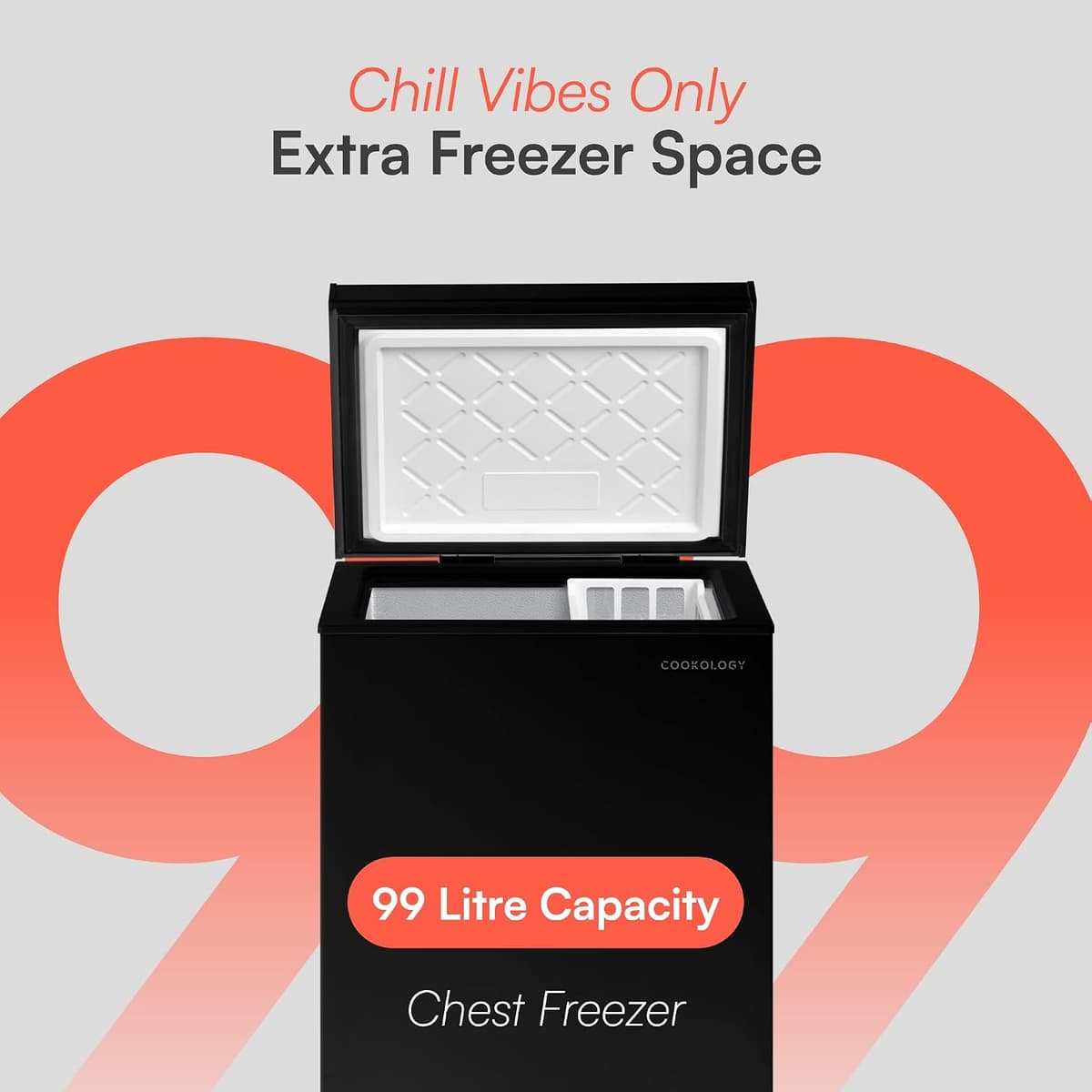 Cookology CCFZ99BK Freestanding Chest Freezer in Black - 99 Litre Capacity - For Kitchens, Outbuildings & Garages - Adjustable Feet & Temperature Controls - 4 Star Freezer Rating
