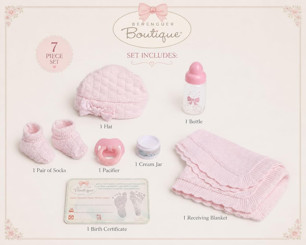 JC Toys- Muñeca La Newborn recién nacida de 38 cm es de vinilo suave, con ropa de punto y accesorios, niña, rosa, diseñado en España por Berenguer, +2 años — view 3
