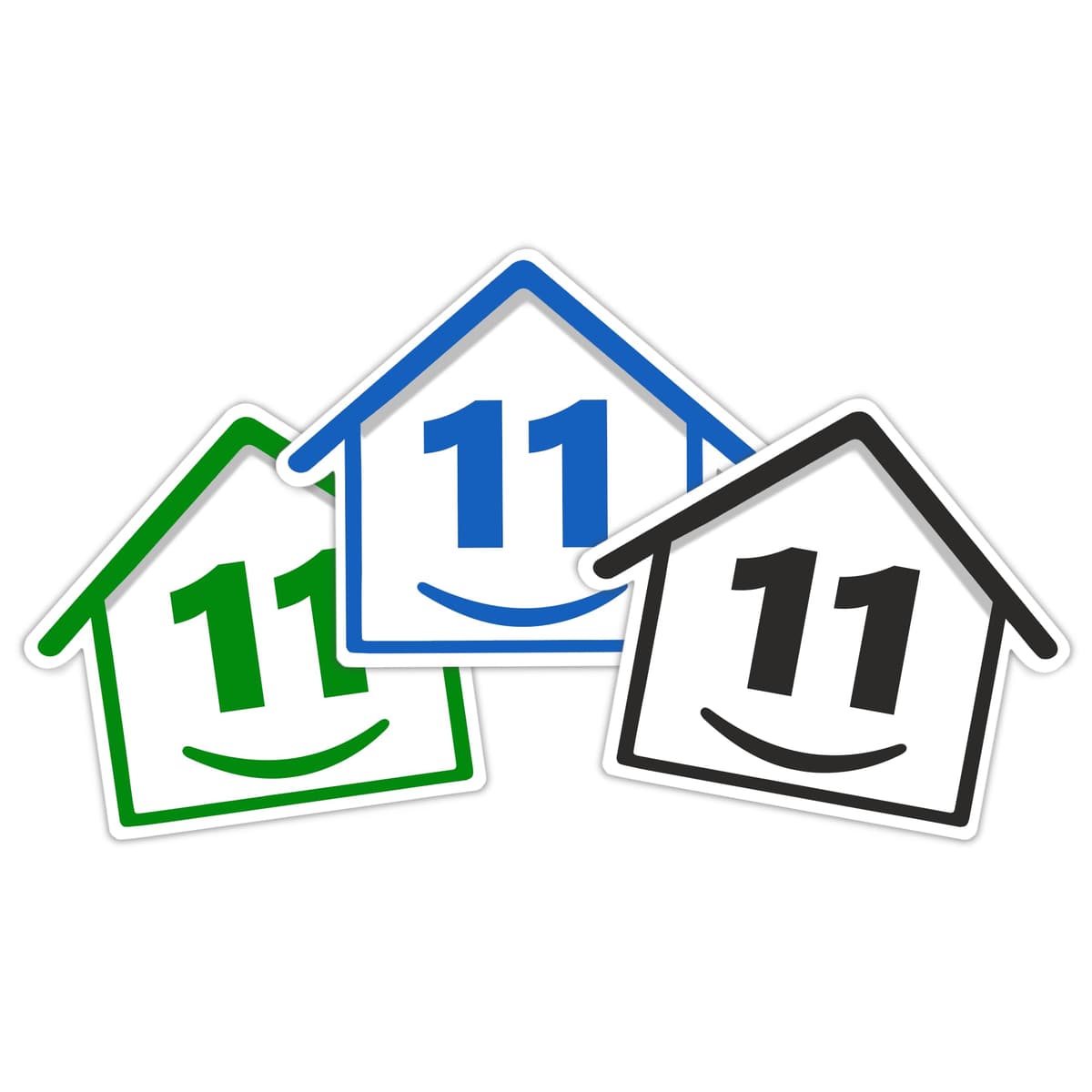 3 x Bin Numbers for Wheelie Bins, 1-99, 15cm ‘Happy House’ Colour Design Dustbin Stickers, Easy Application Stick On Number Stickers - Weatherproof Self Adhesive Vinyl – Blue, Black and Green (1) — view 20