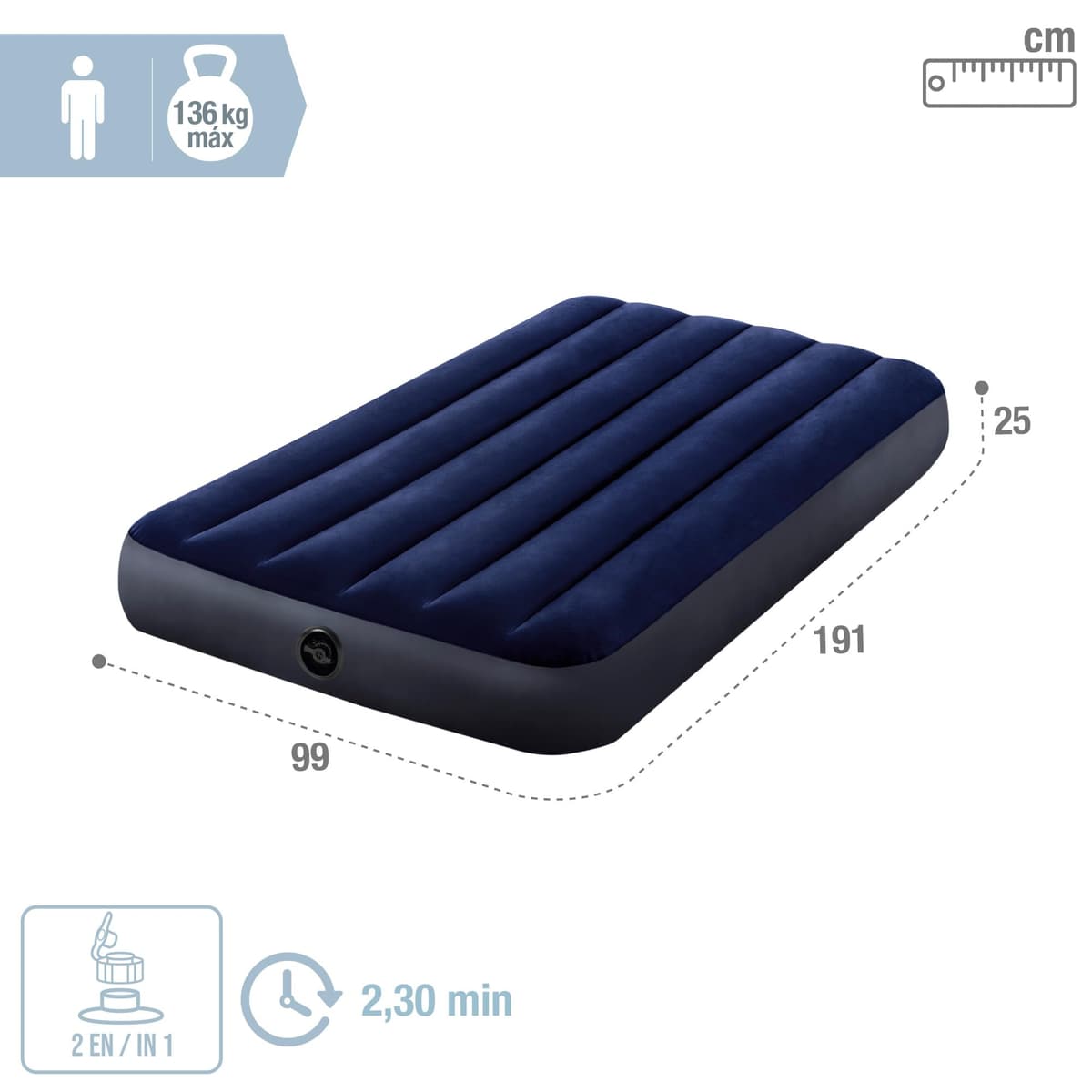 Intex Colchón hinchable Dura-Beam, Cama de aire inflable para camping Color Azul, acampada — view 4