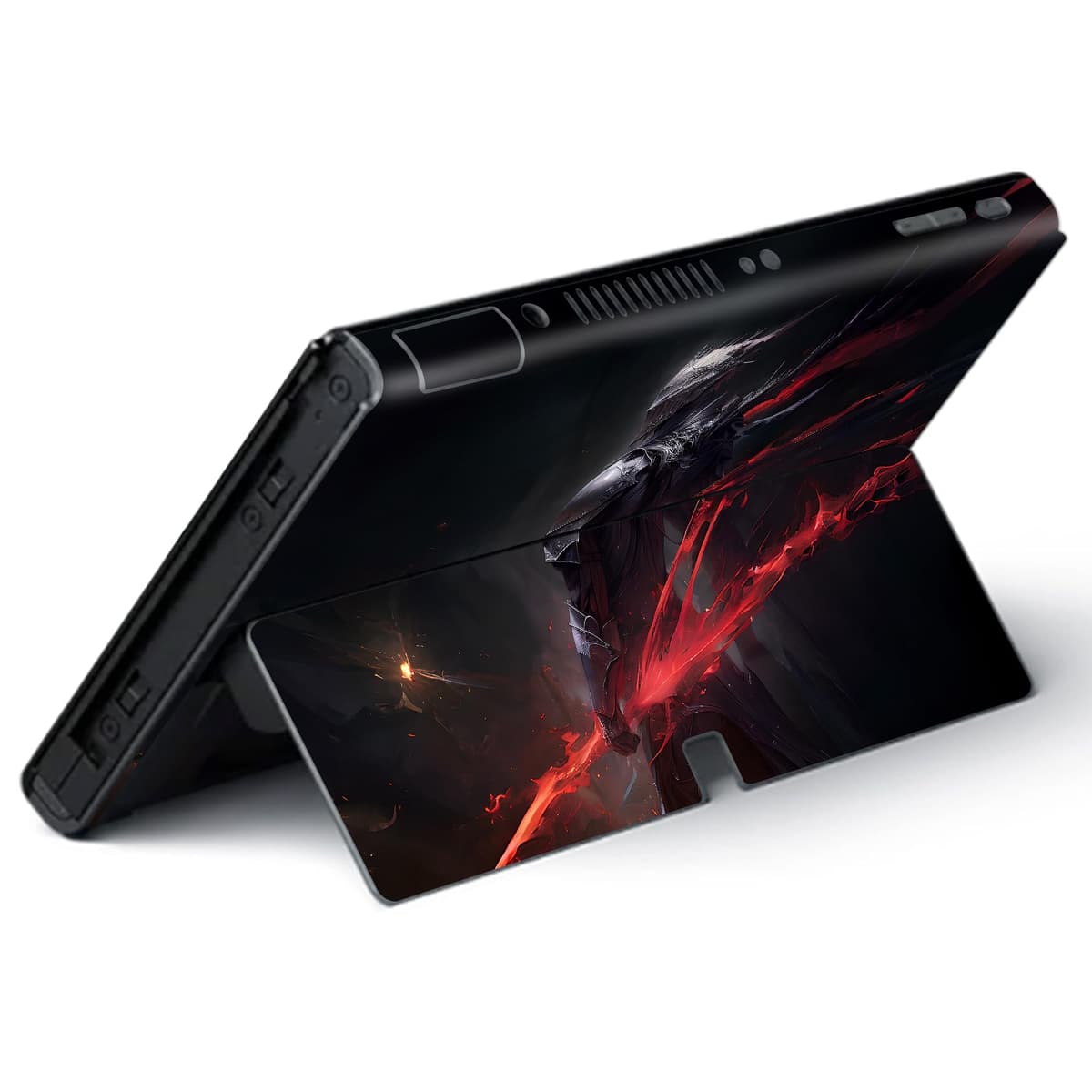 playvital Full Set Protective Stickers for Nintendo Switch OLED Model, Customized Vinyl Decal Skins for Switch OLED Console & Joycon & Dock & Grip - Abyss Knight — view 5
