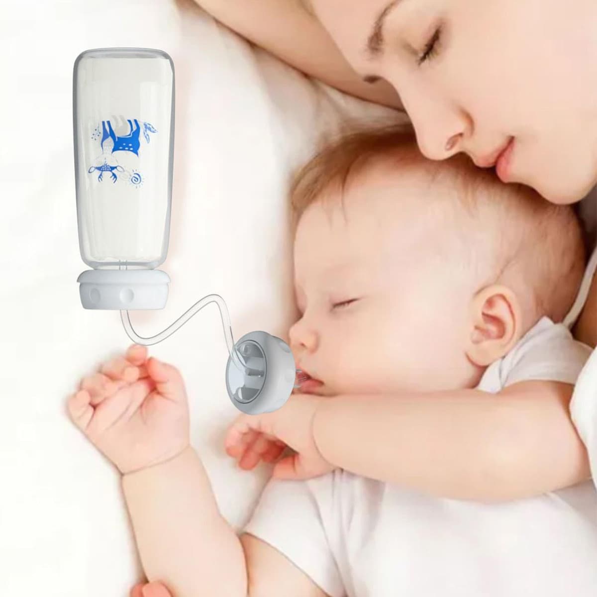 Anti-Colic Feeding Bottle, 240ml Hands Free Anti Colic BabyBottles, Leakproof Silicone Kids Milk Storage Bottles, Portable Adjustable Fast Flow Milk Bottle, for Bedroom Living Room Kitchen — view 2