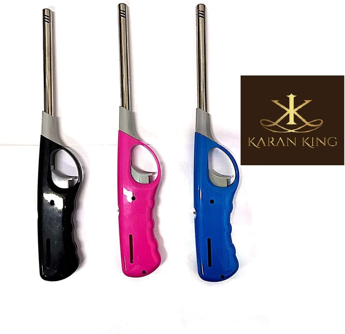 KARAN KING® Pack of 3 Refillable Safety Gas Candle BBQ Fire Lighter Plastic 27 cm Colour — view 2