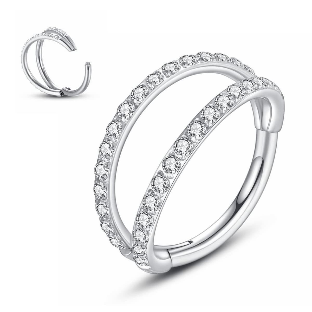 Yrogcu 20G 18G 16G 14G Single/Double Hoop Stainless-Steel Seamless-Hinged-Piercing Segment-Clicker Nose-Ring-Hoop : Diameter 6mm 8mm 10mm 12mm Cartilage Earrings — view 19