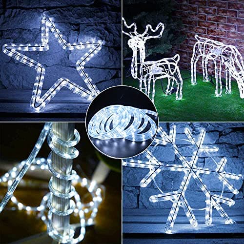 XUNATA 6.6ft 2-Wire Waterproof LED Rope Light Kit,110V-120V PVC 30 LED/M Tube Lights Strip for Background, Outdoor, Christmas, Home Decoration(White) — view 5