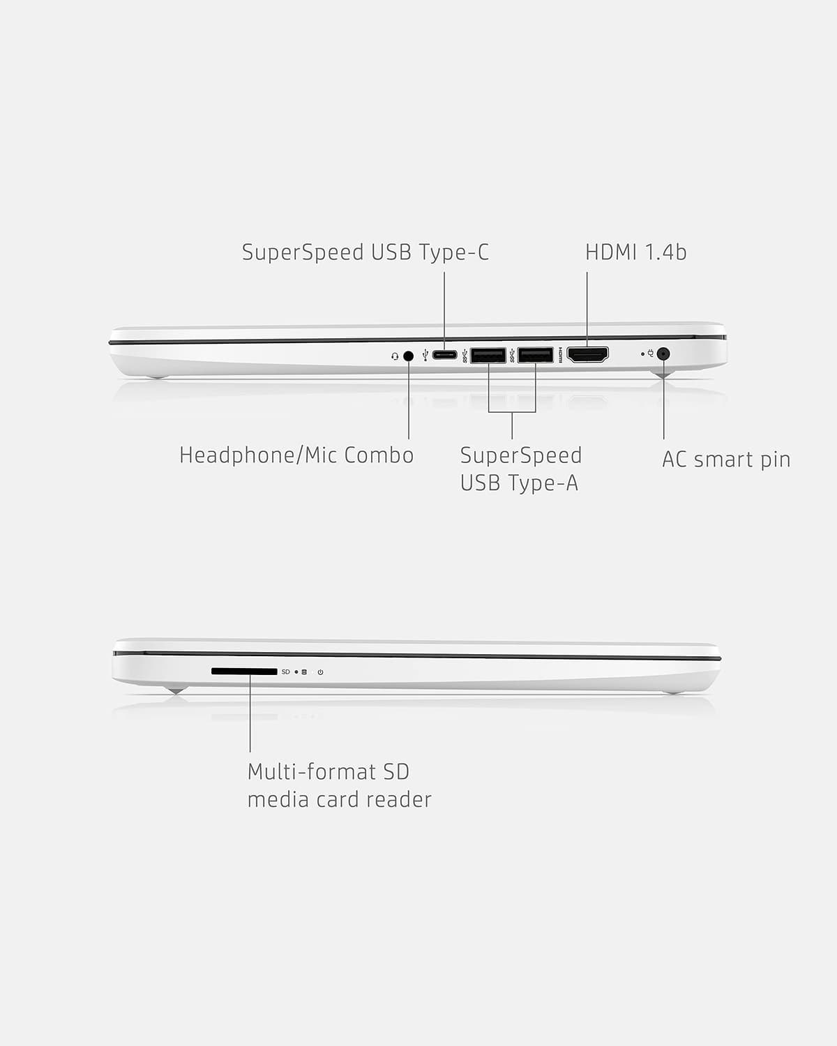 HP 14 Laptop, Intel Celeron N4020, 4 GB RAM, 64 GB Storage, 14-inch Micro-edge HD Display, Windows 11 Home, Thin & Portable, 4K Graphics, One Year of Microsoft 365 (14-dq0040nr, Snowflake White) — view 5