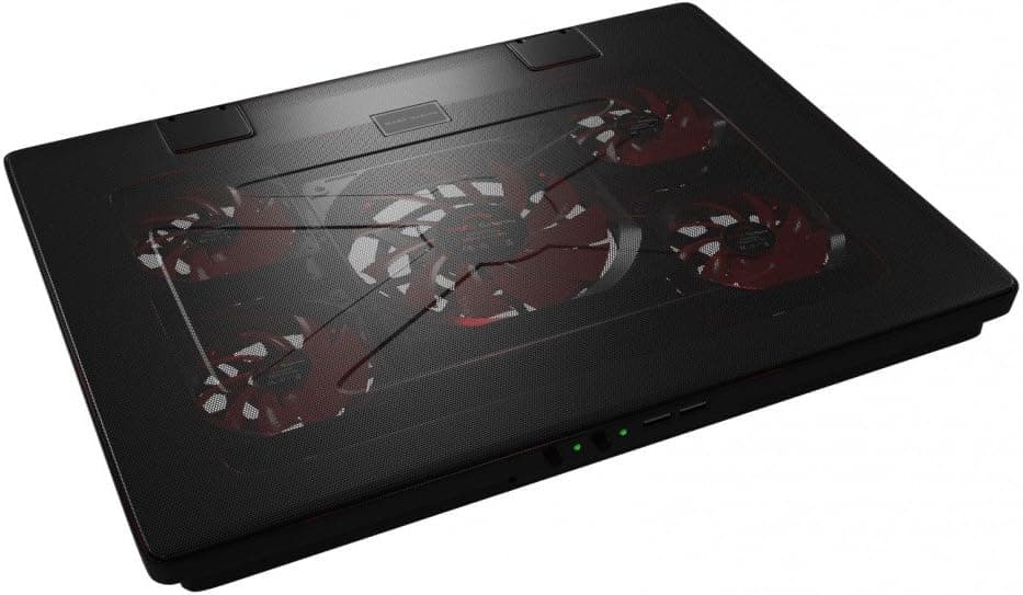 Mars Gaming MNBC2, Base PC, 5 Ventiladores, LED Roja, 2 x USB 2.0, 17.35", Negro