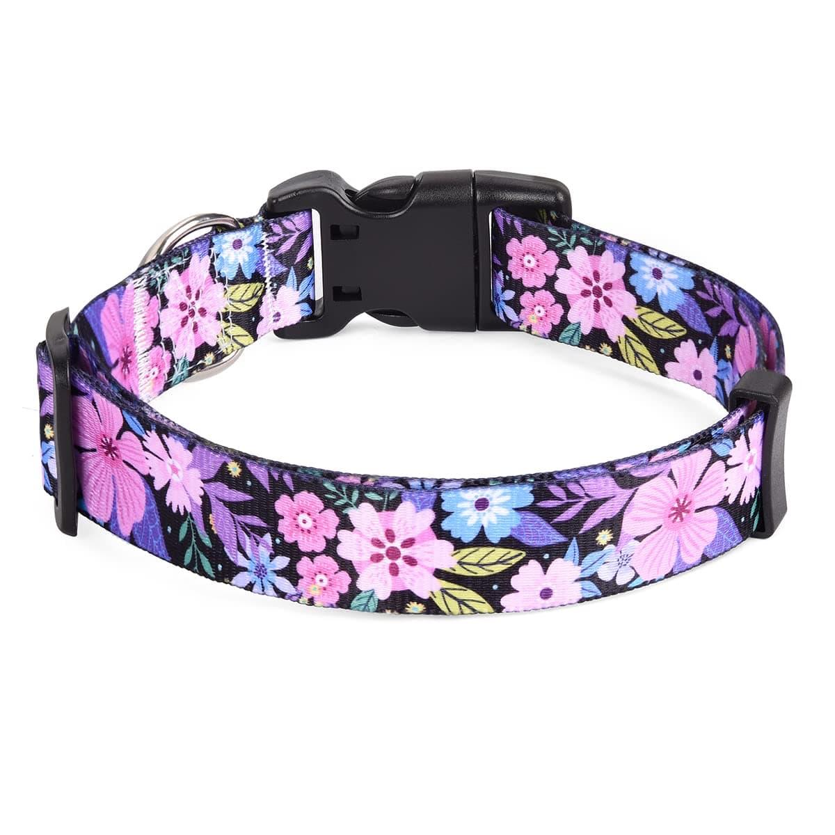 Mihqy Dog Collar for Small Dogs, Cute Small Medium Large Dog Pet Collar, with Floral Patterns, Soft Adjustable for Boy Girl Female Male Puppy Dog Collar(Floral Pink,S) — view 2