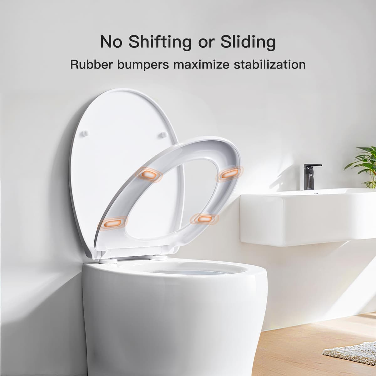 Pipishell Soft Close Toilet Seat, Toilet Seat with Quick Release for Easy Clean, Simple Top Fixing, Standard Toilet Seats White with Adjustable Hinges, O Shape — view 3