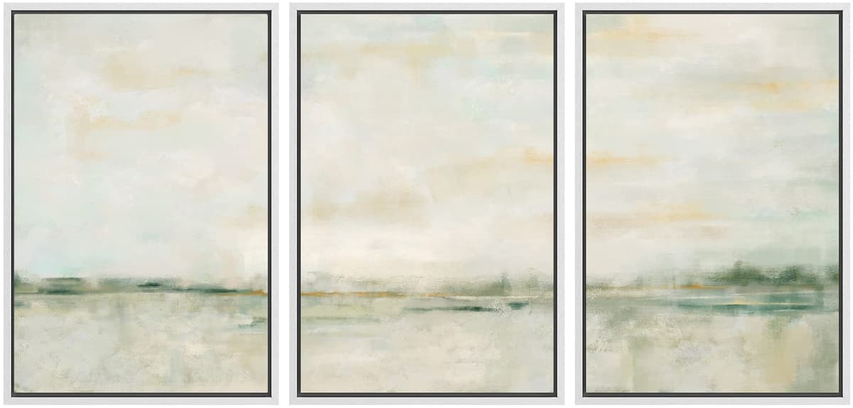 SIGNWIN Framed Canvas Print Wall Art Set Coastal Serenity Abstract Seaside Illustrations Modern Art Decorative Rustic Calm/Zen for Living Room, Bedroom, Office - 24"x36"x3 Natural — view 123