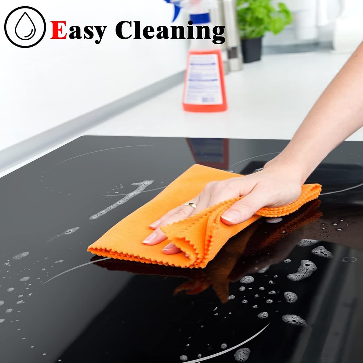 Hobsir hob Ceramic Hob 60 cm Electric Hob 4 Zone with Touch Control 6000W 9 Power Levels Safety Lock Auto switch off safety Residual heat indicator Hard Wire, No Plug Included — view 4