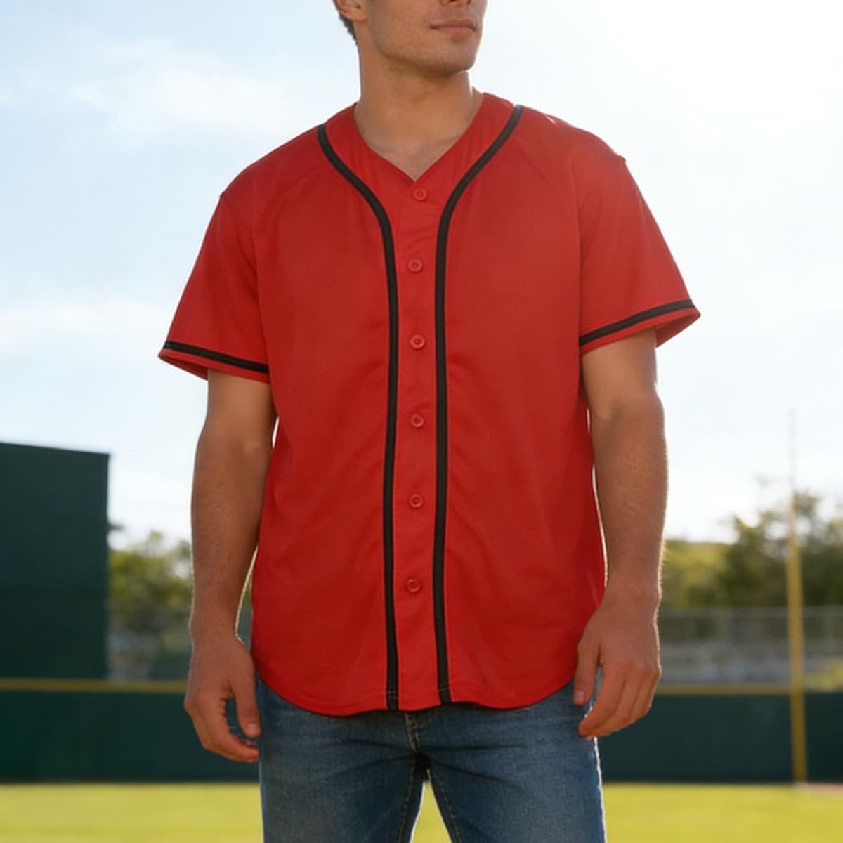 Camiseta de béisbol en blanco, camiseta casual de manga corta con botones — view 10