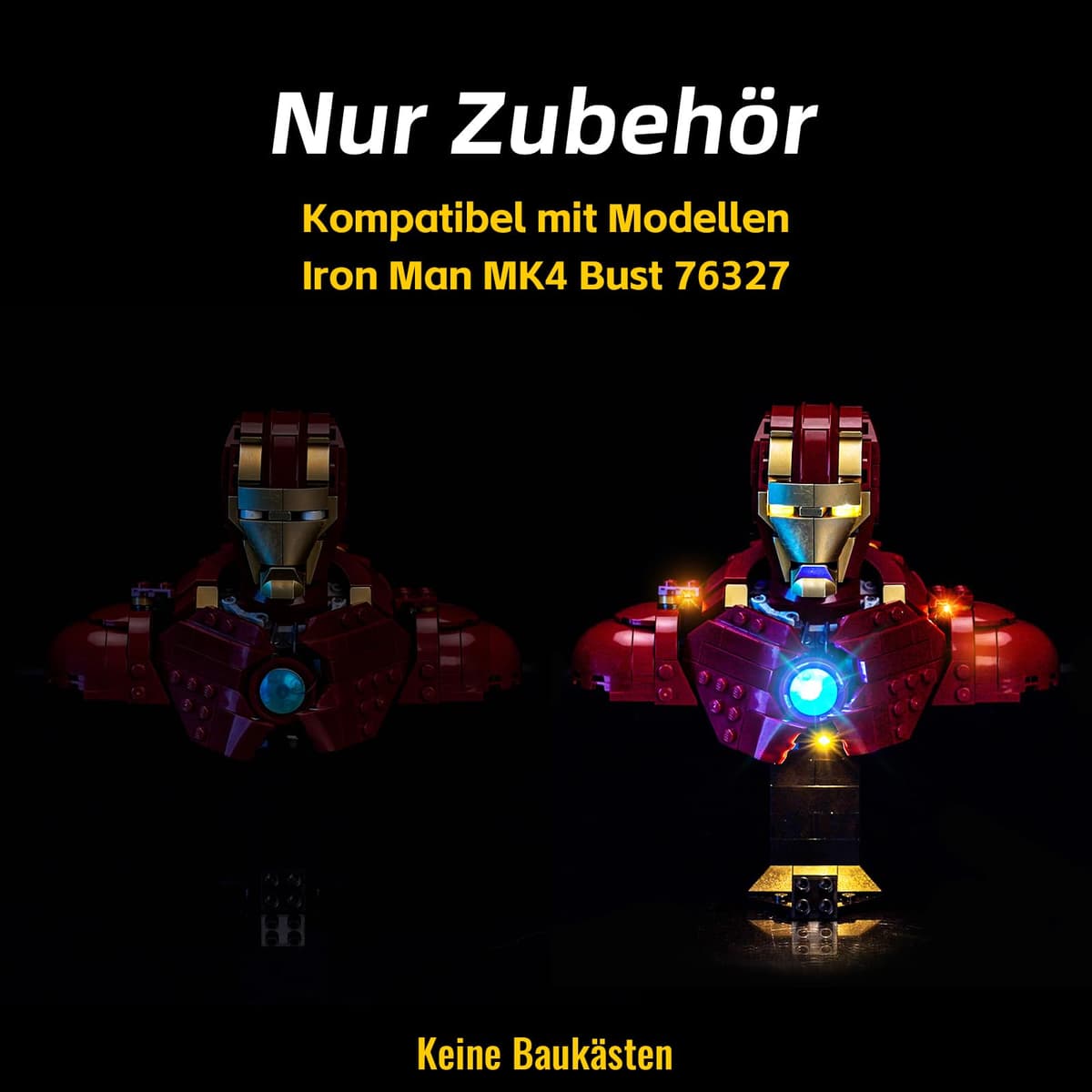 Juego de luces LED compatible con Lego Iron Man MK4 Bust 76327 (sin modelo), juego de iluminación decorativa compatible con Lego Iron Man MK4 Bust juguete creativo — view 4