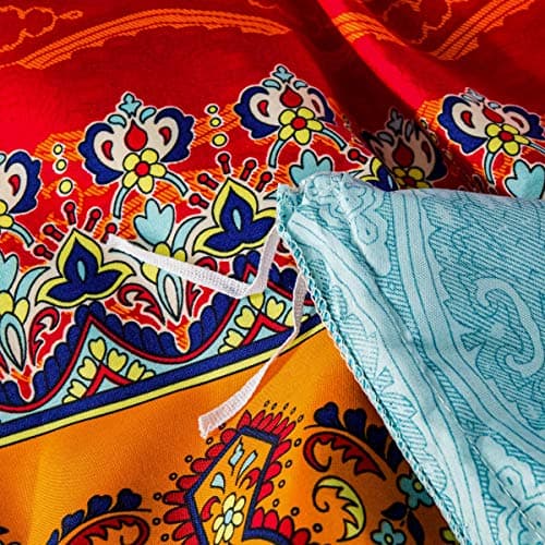Bohemian Duvet Cover Set Full Colorful Floral Boho Striped Bedding Set Ultra Soft Microfiber Double Duvet Cover Southwestern Indian Tribal Reversible Bedding Exotic Style Decor Boho Comforter Cover — view 5