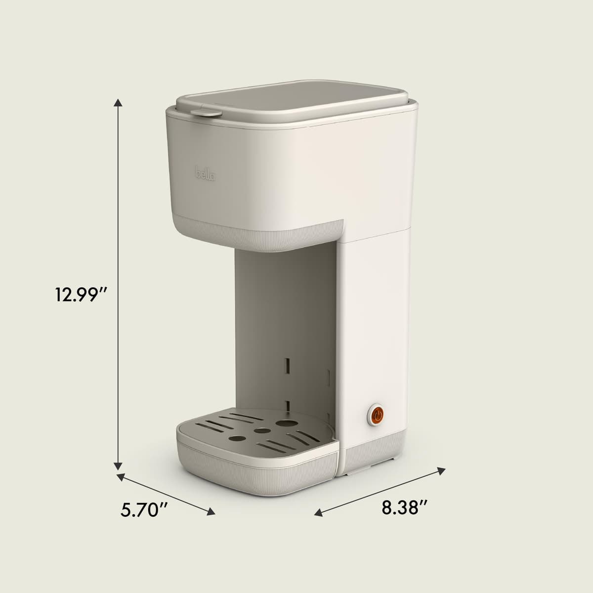 BELLA Single Serve Coffee Maker, K Cup & Coffee Ground Compatible with Removable, Adjustable Drip Tray, Auto Shutoff & Reusable Dishwasher Safe Accessories, Brews 6oz to 14oz, 1000 Watt, Oatmilk — view 8