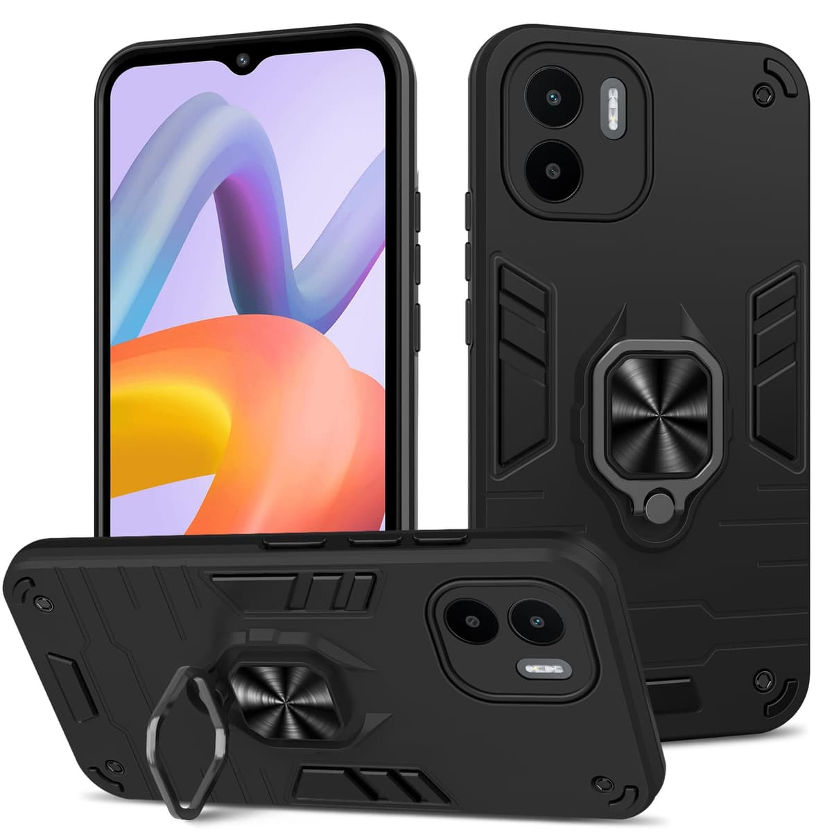 Funda para CMF Phone 2 Pro, Carcasa Antigolpes con Soporte anular metálico, Case Protectora de Grado Militar, Negro — view 50