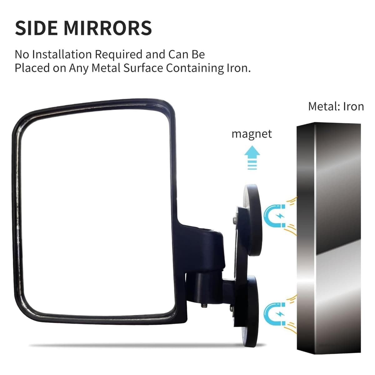 Rearview Mirrors Compatible With Mahindra, Kubota, John Deere, And Lawn Mover Side Mirrors With Strong Magnets, Tractor Accessories Come Pre-Assembled. — view 3
