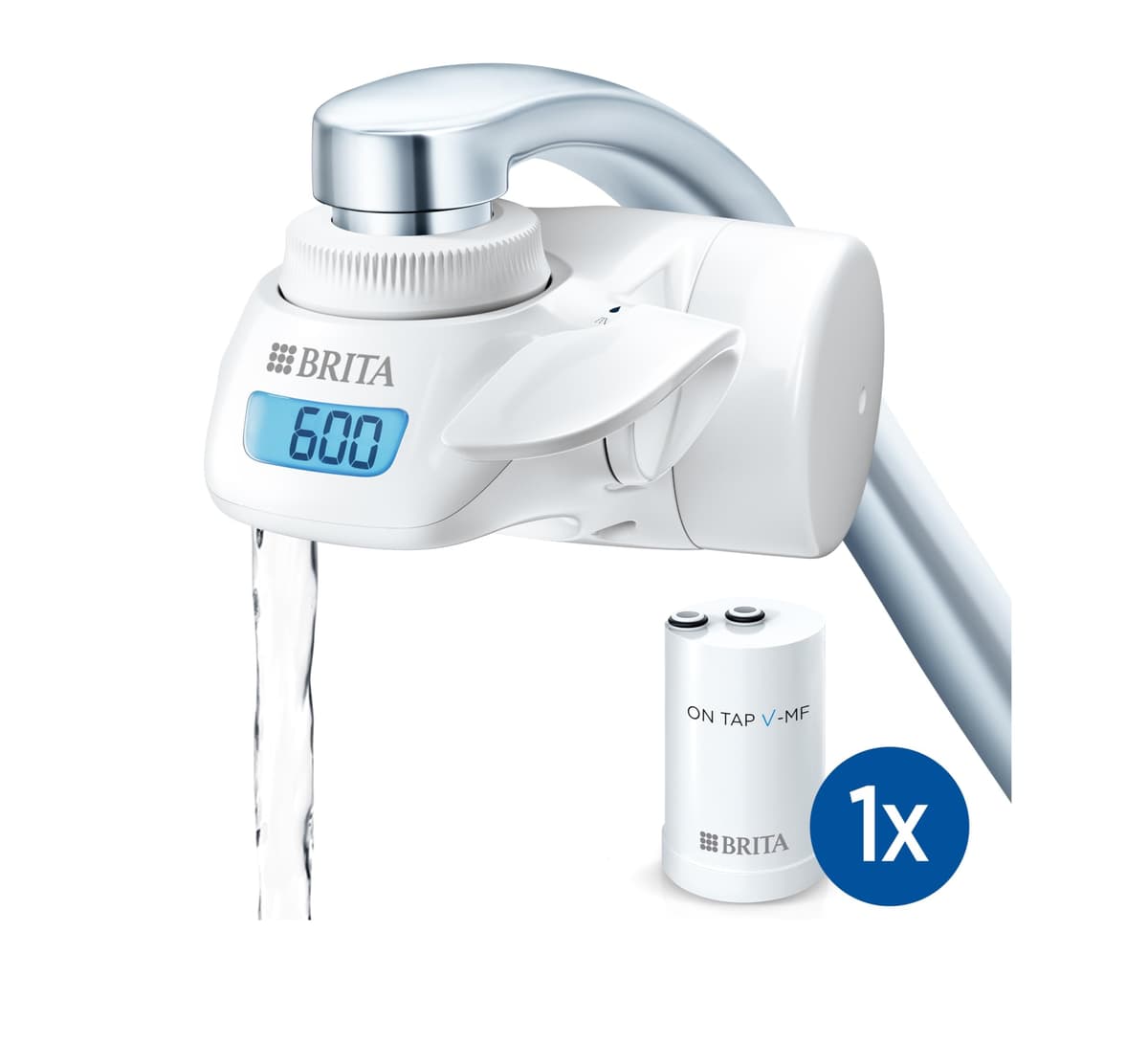 BRITA Sistema de filtrado de agua ON TAP Pro V-MF incl. 1x cartucho filtrante (600L) - para un 99,99% de agua libre de bacterias, reduciendo PFAS, incl. cuenta atrás digital LCD de capacidad — view 4