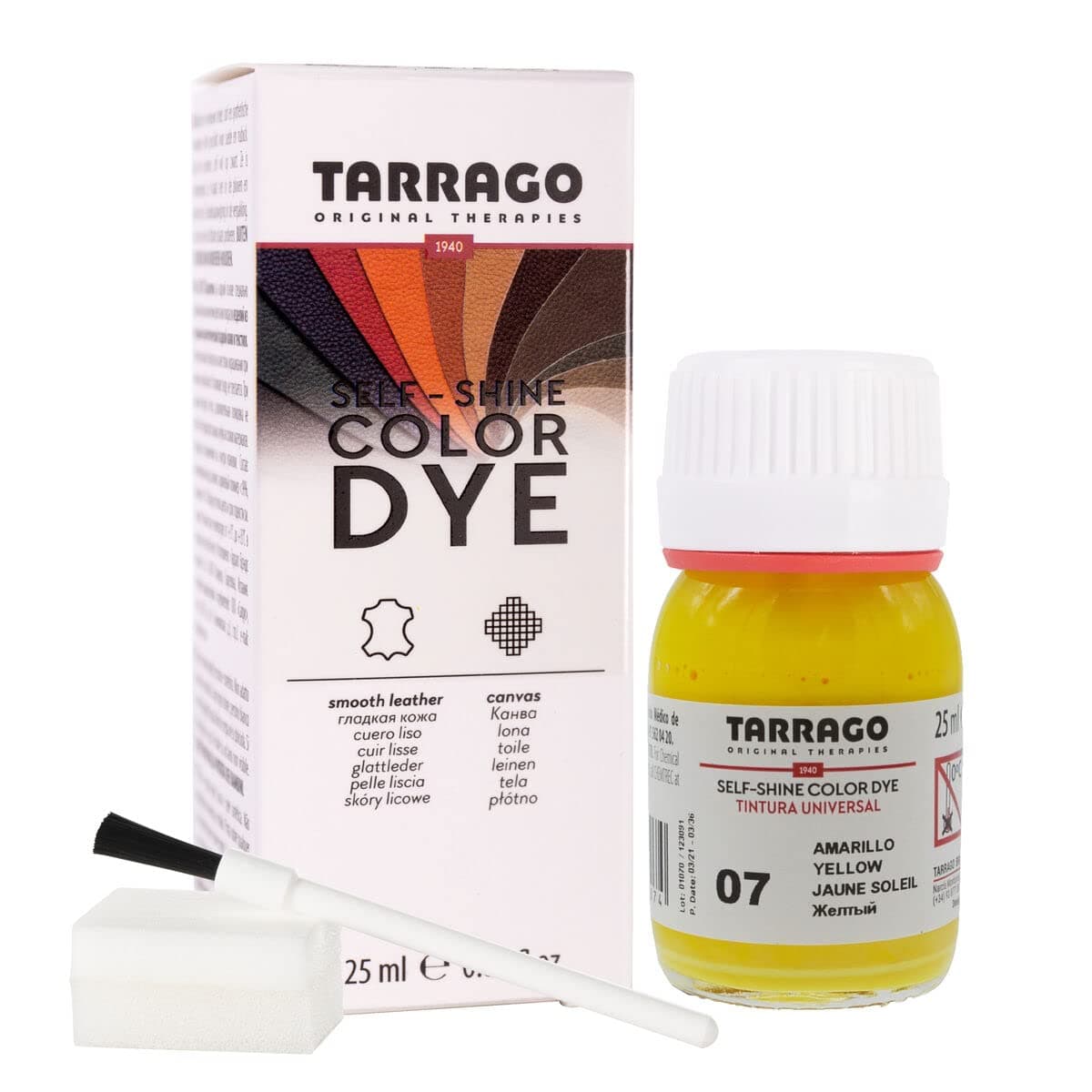 Tinte para Zapatos y Bolsos de Cuero y Textil con Esponja y Brocha | Cubre Rozaduras y Desgastes del Calzado | Gama de 90 colores — view 6