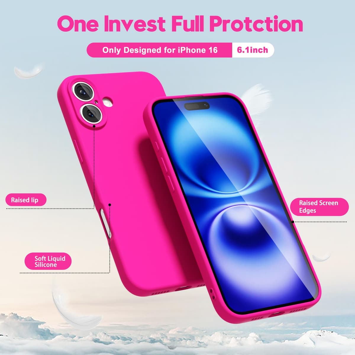 oakxco for iPhone 17 Pro Max Phone Case Liquid Silicone, Cute Thin Slim Grip Soft Rubber Gel for Women Men, Smooth Matte TPU Plain Solid Color Girly Simple Case with Camera Cover, Light Pink — view 1739