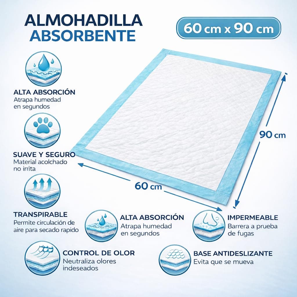 40x empapadores absorbentes Desechables 60 x 90 Alfombrillas Entrenamiento de Perros Grandes-Maxima absorcion-Protector Cama Impermeable Adultos con incontinencias-higiene y Cuidado Bebes — view 2