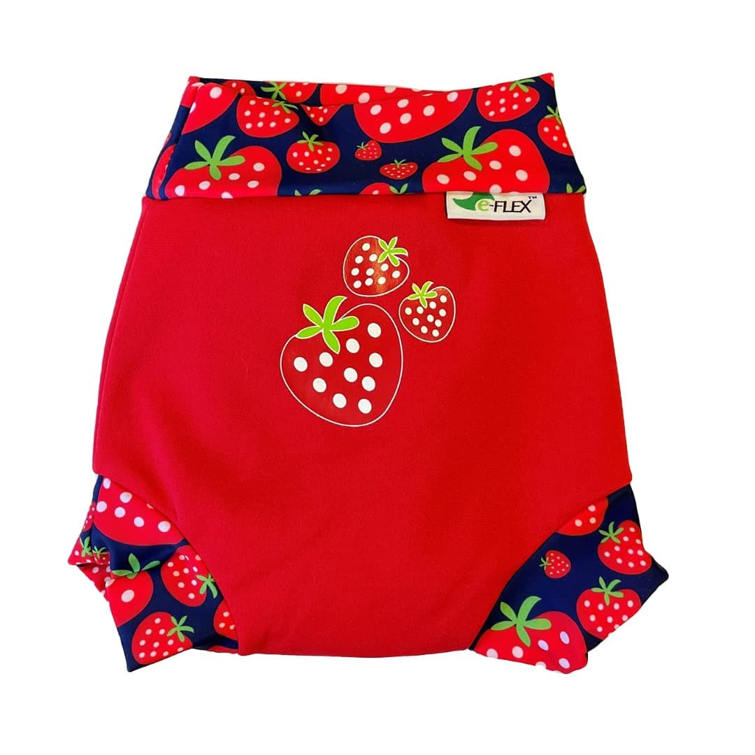 Konfidence Splashy Nappy – Reusable Eco-Friendly Swim Nappy Cover Made Using Recycled Plastics (3–36mths) Leak Proof Design - Machine Washable (Splashy Strawberry, 24-30 Months)