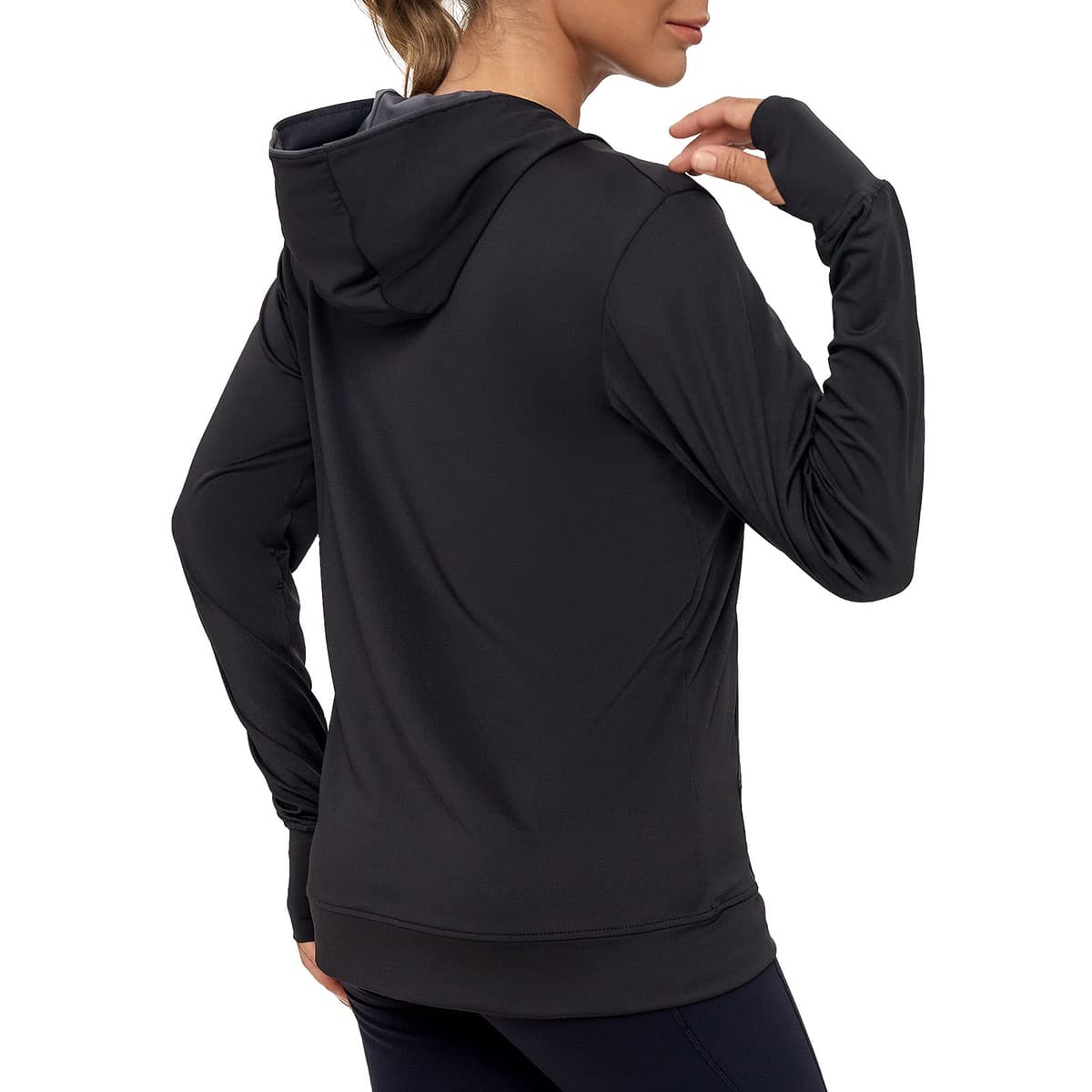 AMZSPORT Chaqueta Deportiva Mujer, Sudadera Capucha Running Cremallera con Bolsillos — view 2
